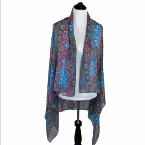 Sheer‎ Boho hippie multicolor asymmetrical vest